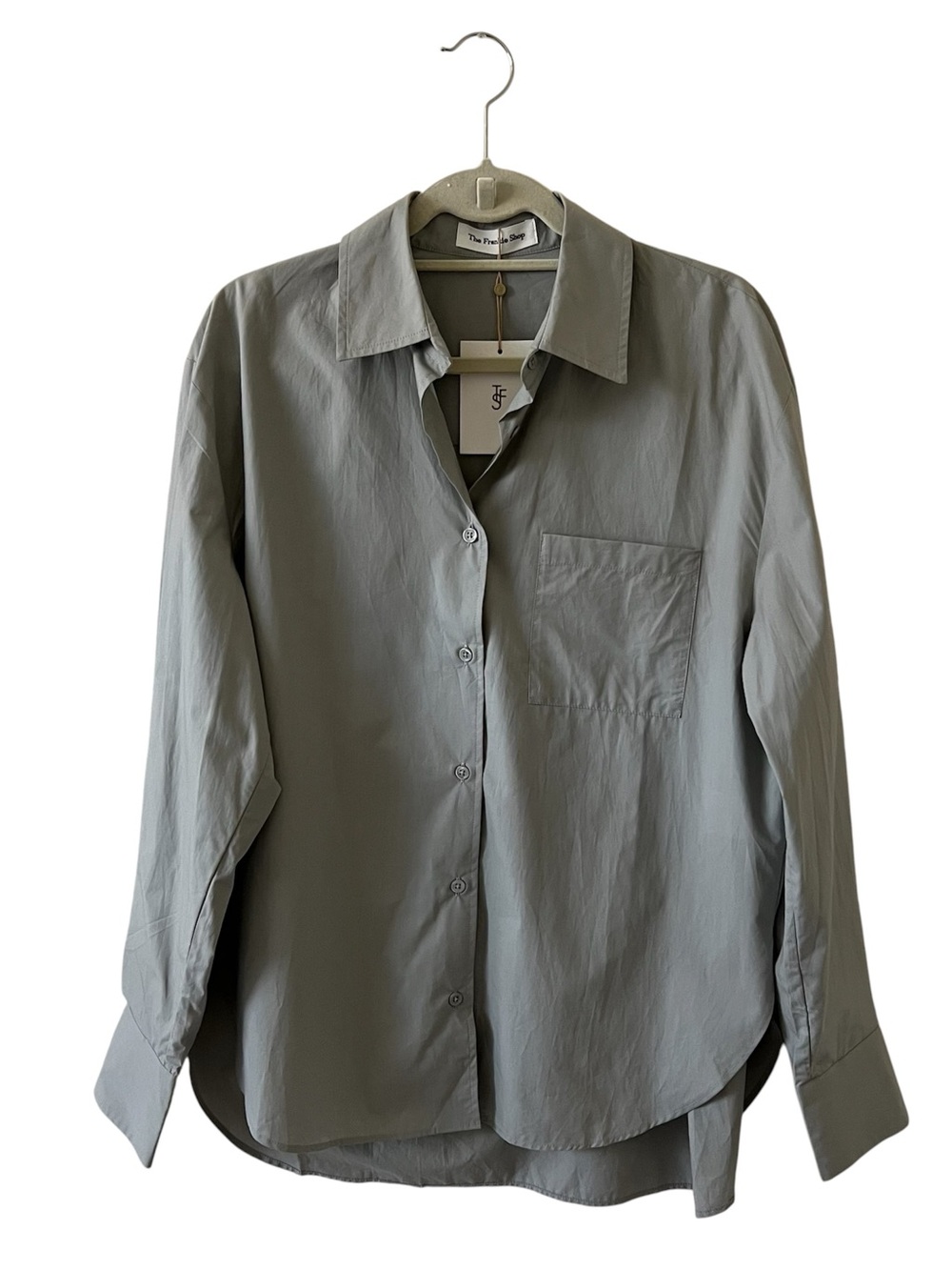 NWT Frankie Shop Liu Organic Cotton Shirt Ice Gray Oversized Minimalist Small - Picture 8 of 16